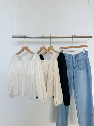 A06 唯美主義方領排釦上衣1