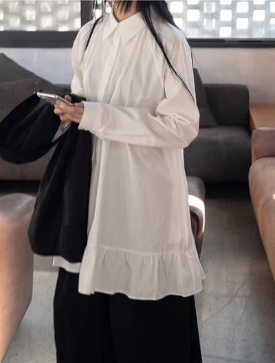 B08 荷葉拼接襯衫式洋裝4