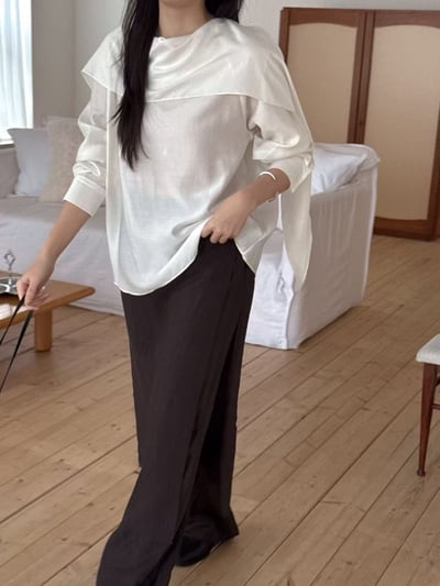 B12 千金氛圍感圍巾領上衣5