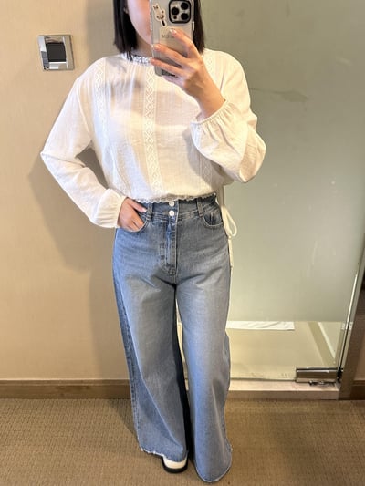 B14 高腰雙釦丹寧寬褲7