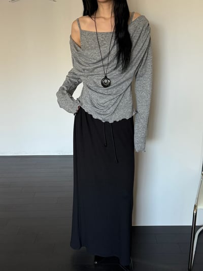 B03 微露肩假兩件上衣7