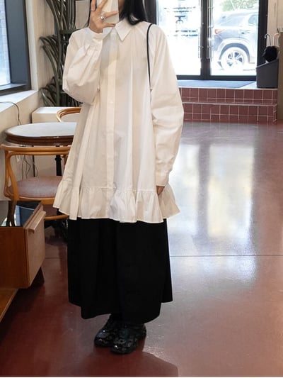 B08 荷葉拼接襯衫式洋裝3