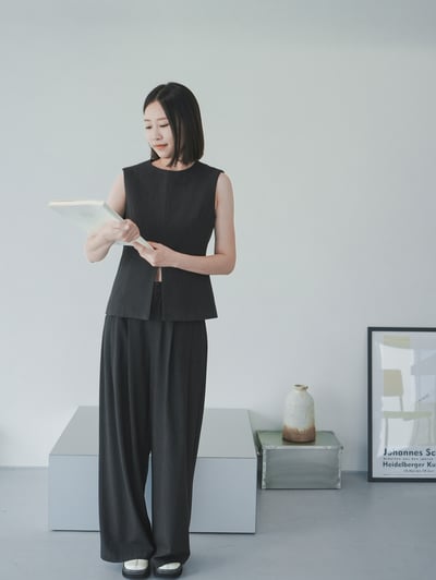 T06 開衩倒V西裝式套裝4