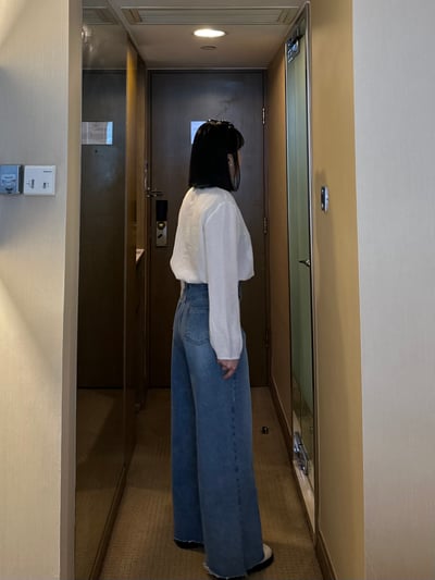 B14 高腰雙釦丹寧寬褲4