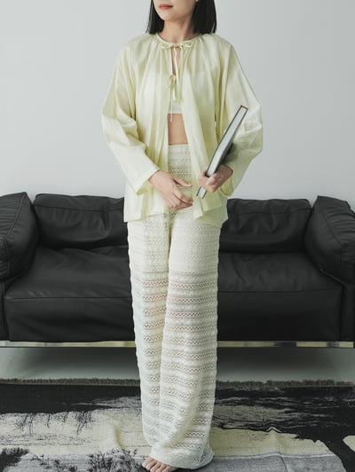 H08 夏季簍空設計寬褲2