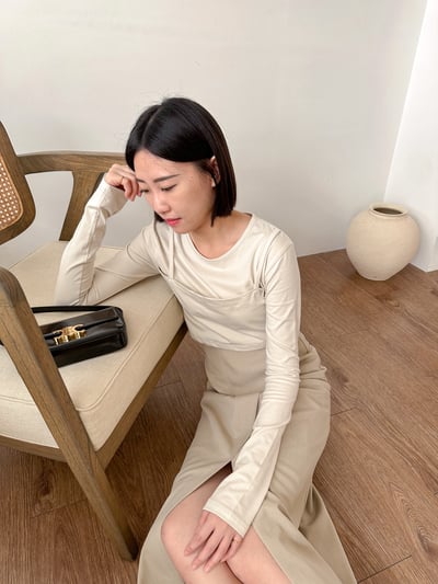 A16 舒適棉質偽二件式上衣1