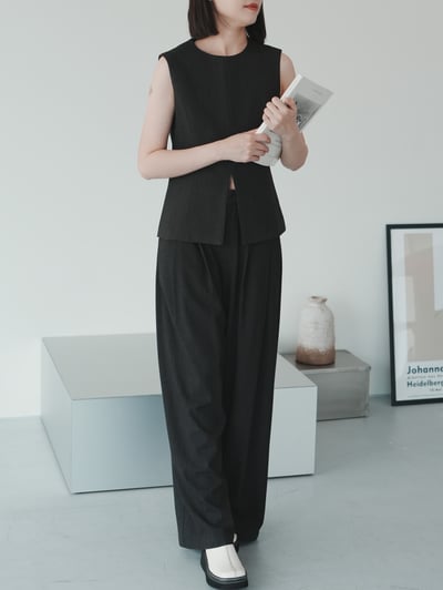 T06 開衩倒V西裝式套裝3