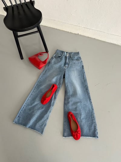 B14 高腰雙釦丹寧寬褲14