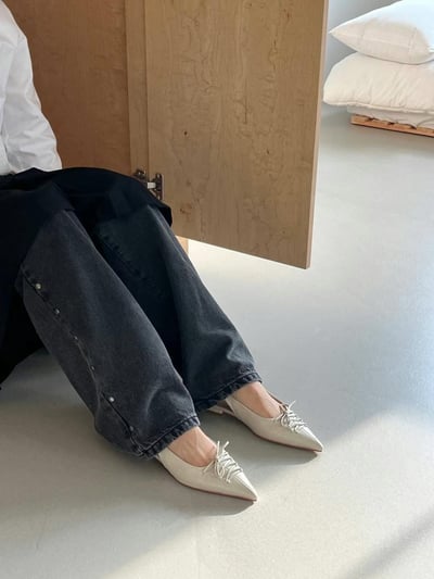 D09 尖頭蝴蝶結綁帶鞋5