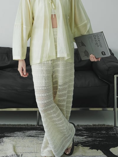 H08 夏季簍空設計寬褲1