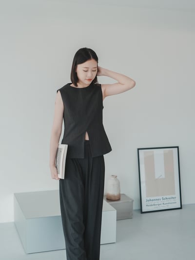 T06 開衩倒V西裝式套裝2