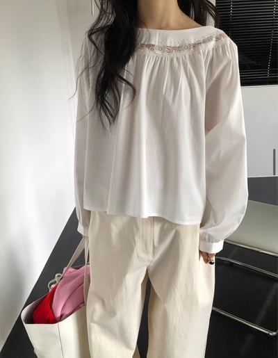 B01 氣質蕾絲大圓領上衣1