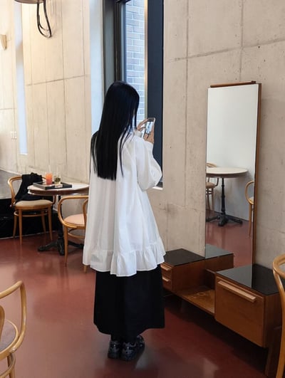 B08 荷葉拼接襯衫式洋裝5