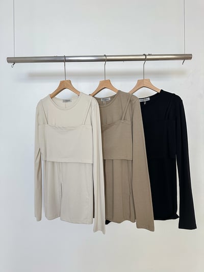 A16 舒適棉質偽二件式上衣5