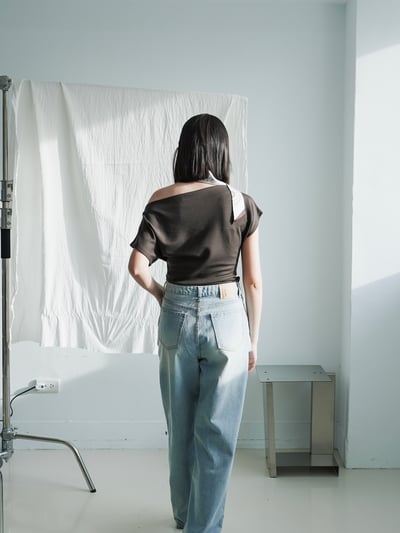 H14 設計師偽兩件丹寧長褲6