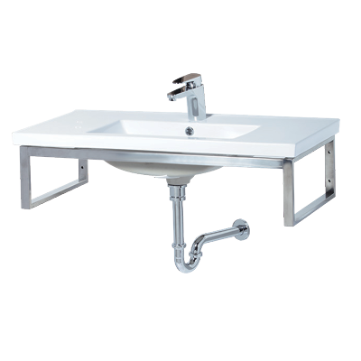 瓷盆+方形不銹鋼面盆架 25116-801