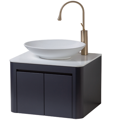 雙弧形人造石檯面浴櫃+圓形立體盆組  (火山灰)1