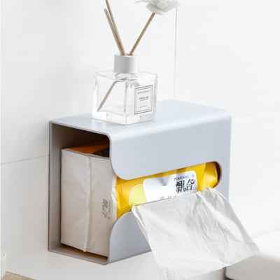 壁貼式衛生紙盒 (節省空間) 紙巾盒 衛生紙盒 免釘 免打孔 壁掛 面紙盒 可倒掛 黏貼式 衛生紙1