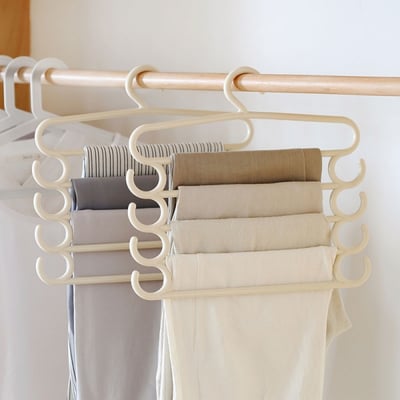 多層褲架 (5層收納) 長褲 褲子收納 衣物收納 毛巾架 圍巾 絲巾架 衣架 領帶 皮帶收納 魔術衣架 防滑衣架 曬衣架 褲架5