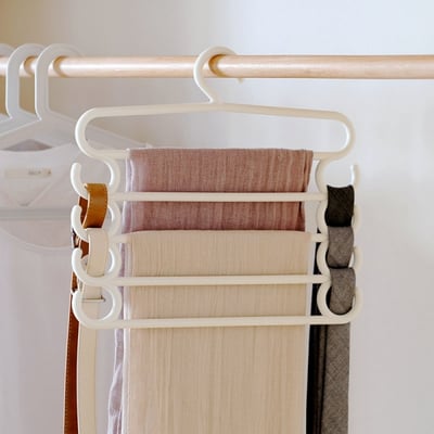 多層褲架 (5層收納) 長褲 褲子收納 衣物收納 毛巾架 圍巾 絲巾架 衣架 領帶 皮帶收納 魔術衣架 防滑衣架 曬衣架 褲架2