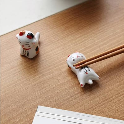 日和招財貓筷架(5入組) 招財貓筷架 筷子架 筷架 筷托 日式筷子架 陶瓷筷架 貓咪筷架 餐桌筷架2