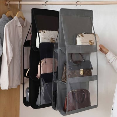 包包收納袋 (灰色款) 衣櫥收納袋 多層收納袋 儲物掛袋 多層收納袋 儲物掛袋 包包收納掛袋5