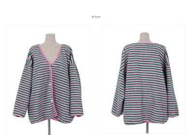 落肩配色橫條紋磨毛開襟外套14