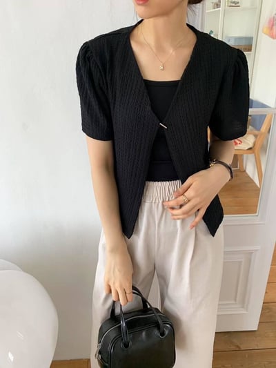 皺皺感短袖背心小外套3