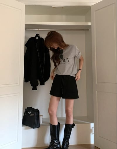 內刷毛連帽寬鬆外套＋短褲SET6