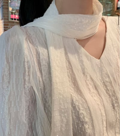 可拆領巾！Ｖ領金蔥波紋雪紡襯衫4