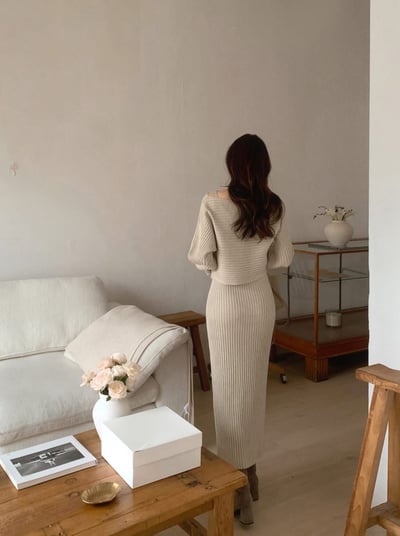 短板針織衫+坑紋針織背心長洋3