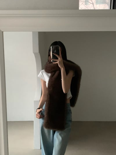 輕奢感狐狸毛寬版圍巾7