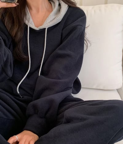 撞色連帽衛衣+長褲SET4