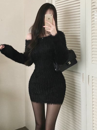 小隻女專屬｜斜領彈力毛毛合身短洋3