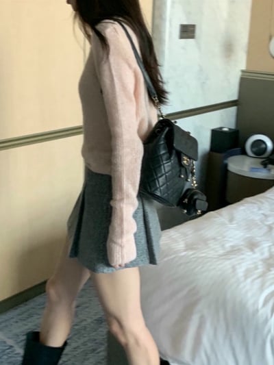 磨毛款打褶造型Ａ字短裙7