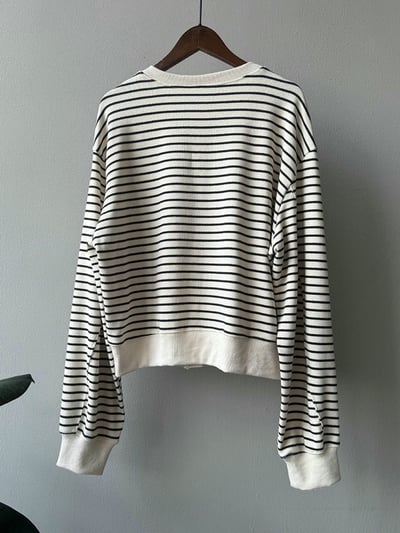 圓領橫條紋排釦棒球外套11