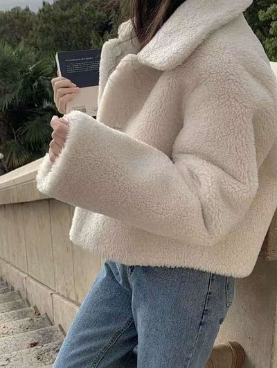 毛毛款翻領排釦雙面穿外套10