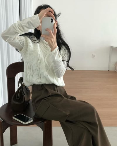 立體麻花短袖針織衣6