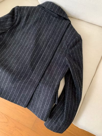 刀領直紋羊毛50％西裝外套12