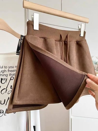 麂皮A字抽繩短褲裙7