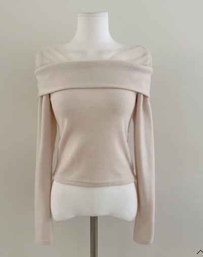 拼接雪紡肩平領磨毛上衣9