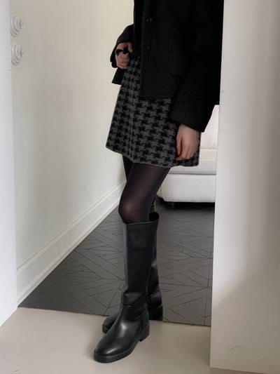 滿版紋路後鬆緊磨毛短裙5