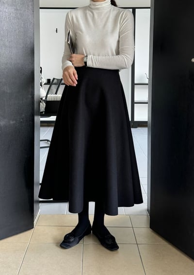 磨毛後鬆緊傘擺長裙4