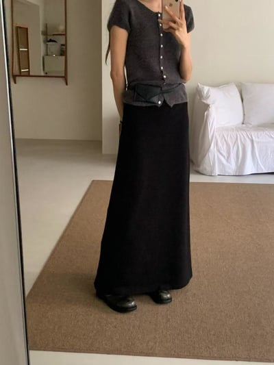 鬆緊腰圍厚磅款針織長裙4