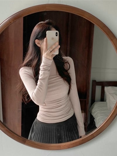 (客訂勿下單）平口假兩件抓皺薄長袖T3