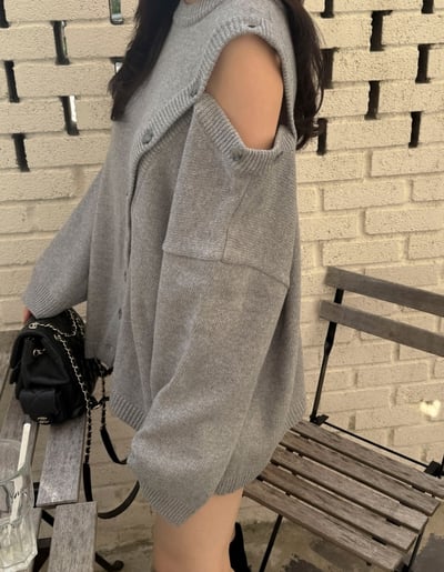 側排釦造型長版針織衫5