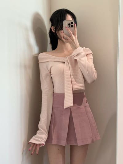 拼接坑紋領巾造型薄款T1