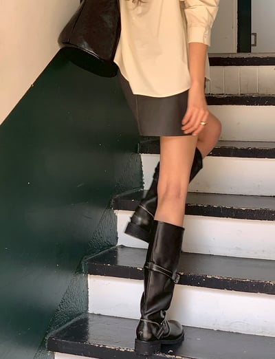 小開岔仿皮短褲裙9