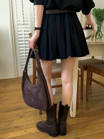 拼接百摺襯衫短洋 (附皮帶)10