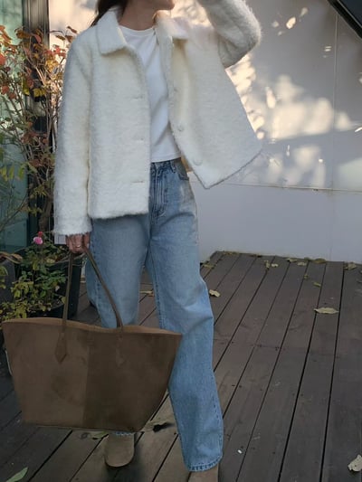 翻領包釦(56羊毛％)毛款外套7